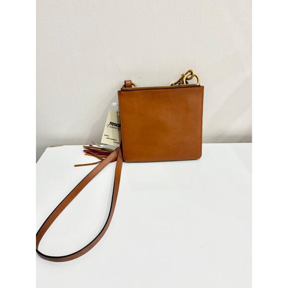 Chloe Jane Caramel Calfskin Suede Fringe Rainbow Patchwork Crossbody Satchel Bag - Picture 6 of 7